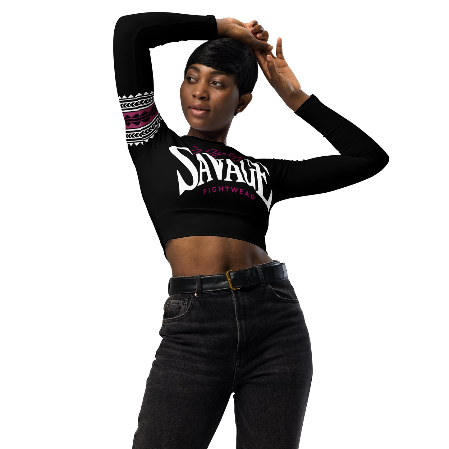 Lady Savage Battle Mark Long Sleeve Crop Rashguard