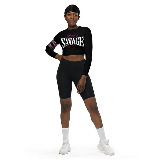 Lady Savage Battle Mark Long Sleeve Crop Rashguard