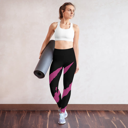 Lady Savage Battle Mark Athletic Leggings - Warrior Laura Black/ Pink